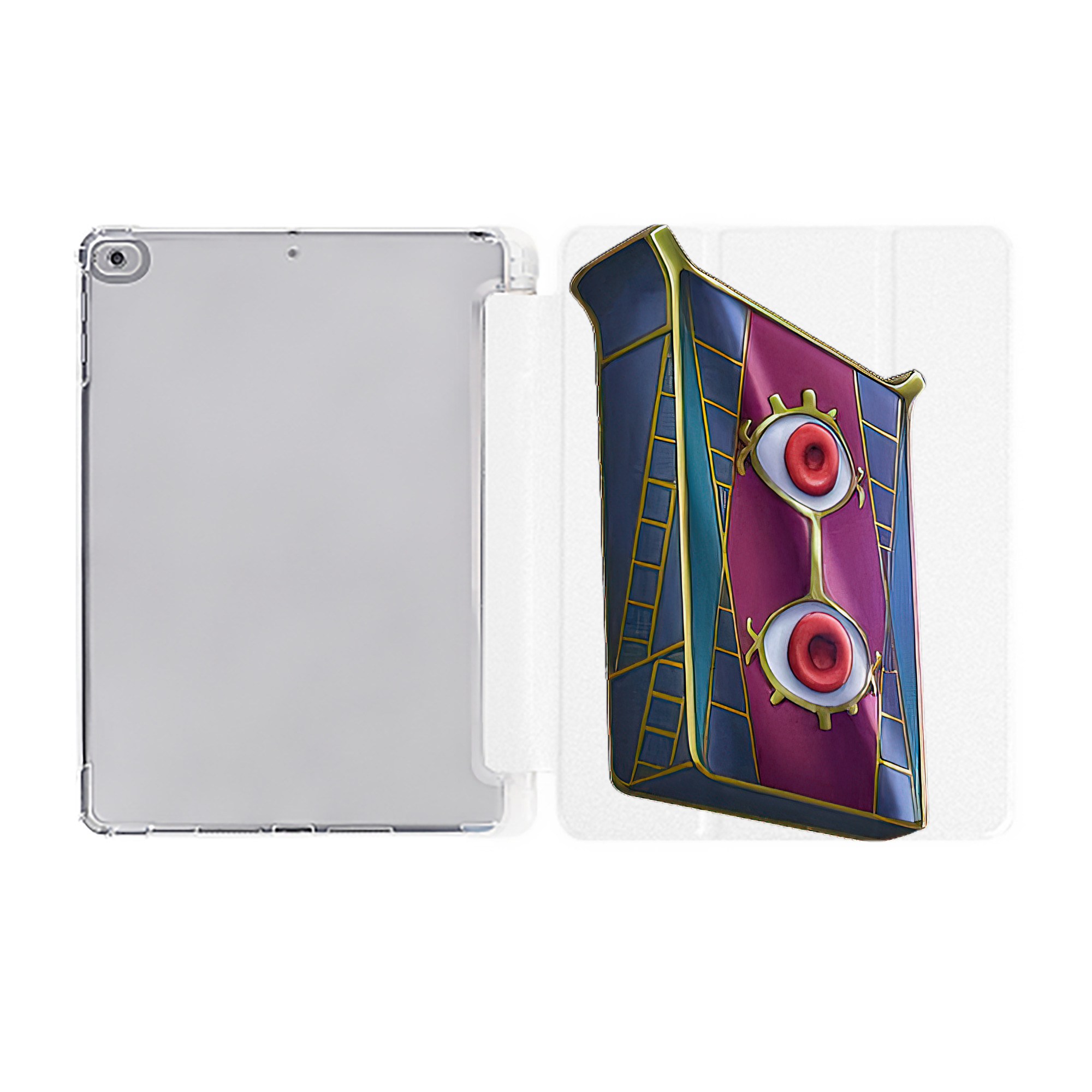 （画像用） 遊☆戯☆王 Yu-Gi-Oh! IPad ケース ペン収納付き 三つ折りスタンド PUレザー×シリコン 対応機種9.5/10.5/10.9インチ